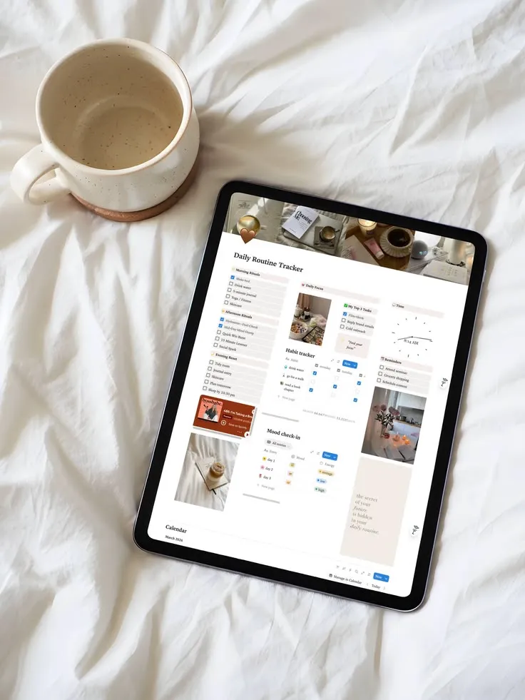 Organized planning materials on a soft surface